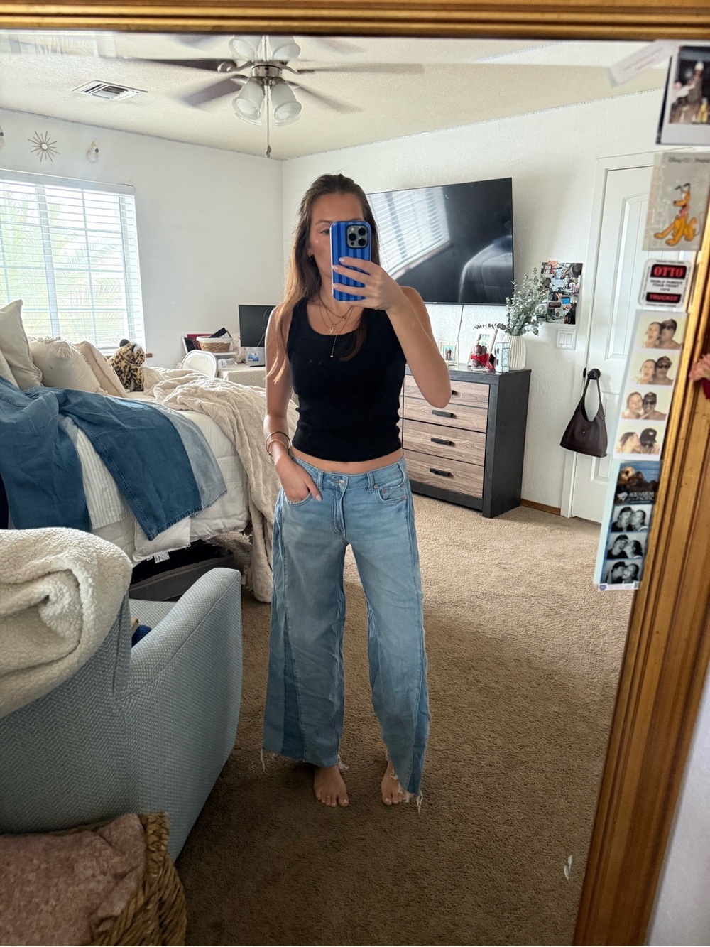 American Eagle Outfitters Light Blue Wide-Leg Jeans
